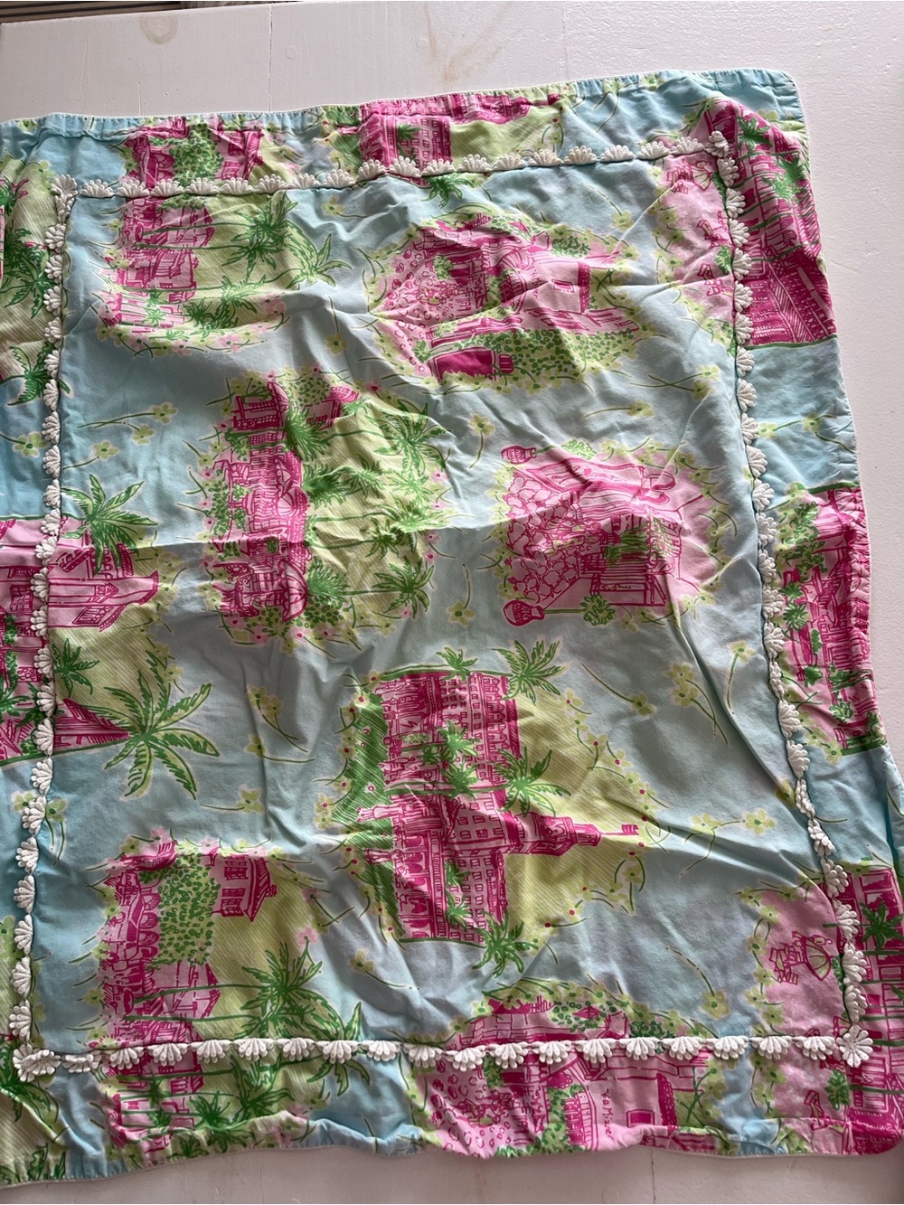 Lilly Pulitzer Light Blue, Pink & Green Tropical  pillow sham